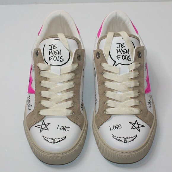 Zadig & Voltaire Charms Print Logo Leather & Suede Sneakers EU 40 / US 10 NEW - Picture 7 of 11